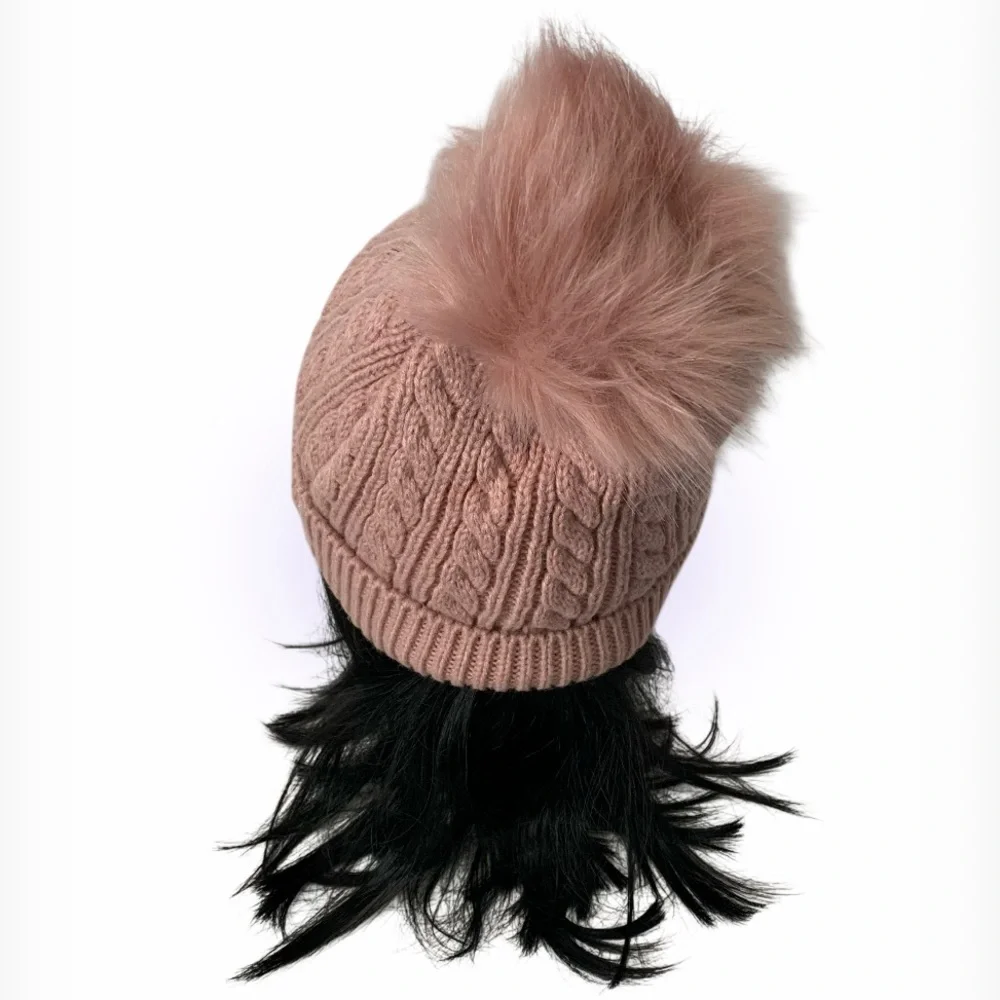 ZUPPAD Kids Pink Knit Pom Pom Beanie